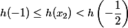 h(-1) \le h(x_2) < h\left(-\dfrac{1}{2}\right)